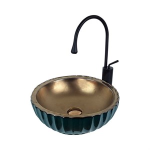 40 cm Yeşil Bronz Tezgah Üstü Lavabo
