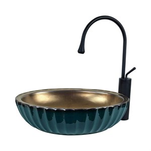 Yeşil Bronz Tezgah Üstü Çanak Lavabo