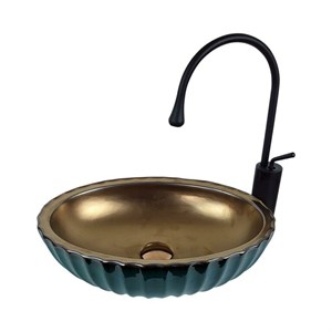 Yeşil Bronz Tezgah Üstü Çanak Lavabo
