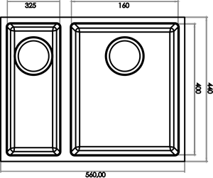 Gradde Beyaz 1.5 Goz Granıt Evye 44x56 Cm Gr5615