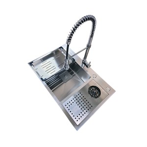 Inox 76x48 Tek Göz Bardak Yıkamalı Paslanmaz Çelik Eviye
