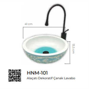 Pure Alaçatı Dekoratif Tezgah Üstü Çanak Lavabo Hnm-101
