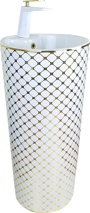 Geometrik Beyaz Altın Monoblok Lavabo