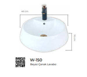 Pure Beyaz Tezgah Üstü Çanak Lavabo W-150