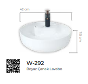 Pure Beyaz Tezgah Üstü Çanak Lavabo W-292