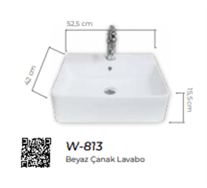 Pure Beyaz Tezgah Üstü Çanak Lavabo W-813
