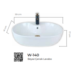 Pure Beyaz Tezgah Üstü Çanak Lavabo W-140