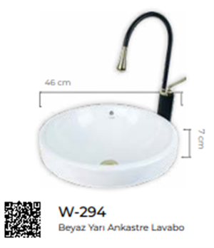 Pure Beyaz Tezgah Üstü Çanak Lavabo W-294