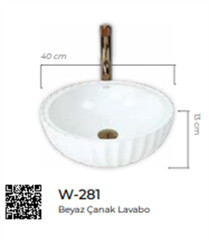Pure Beyaz Tezgah Üstü Çanak Lavabo W-281