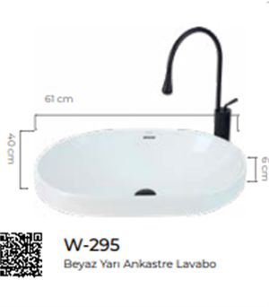 Pure Beyaz Yarı Ankastre Çanak Lavabo W-295