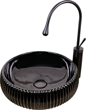 Pure Black Serrated Tezgah Üstü Çanak Lavabo Mb-157