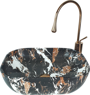 Pure Black Tiger Eye Tezgah Üstü Çanak Lavabo Mr-105