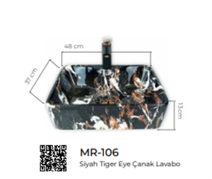 Pure Black Tiger Eye Tezgah Üstü Çanak Lavabo Mr-106