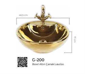 Pure Bowl Gold Tezgah Üstü Çanak Lavabo G-200