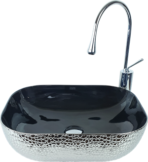 Pure Crocodile Gümüş Siyah Tezgah Üstü Çanak Lavabo Bs-303