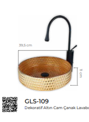 Pure Dekoratif Gold  Cam Lavabo / D Gls-109