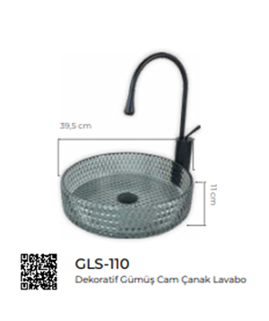 Pure Dekoratif Silver Cam Lavabo / D Gls-110