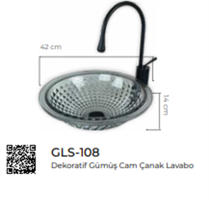 Pure Dekoratif Silver Cam Lavabo / Y Gls-108