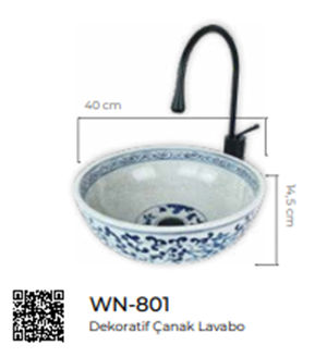 Pure Dekoratif Tezgah Üstü Çanak Lavabo Wn-801