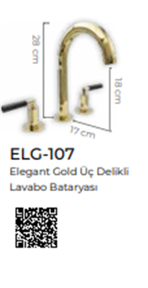 Elegate Altın Üç Delikli Lavabo Bataryası