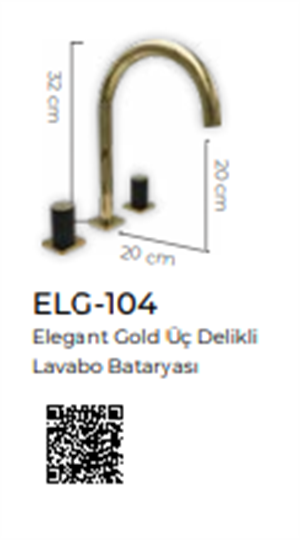 Elegate Altın Üç Delikli Lavabo Bataryası