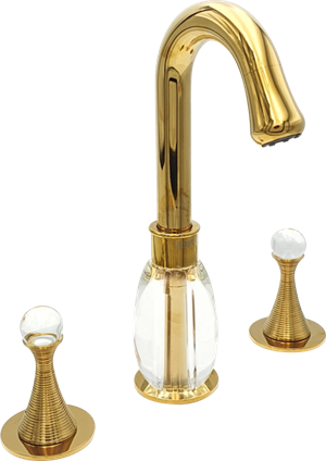 Elegate Kristal Altın Üç Delikli Lavabo Bataryası
