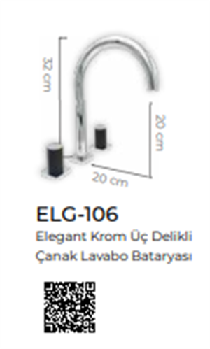 Elegate Krom Üç Delikli Lavabo Bataryası