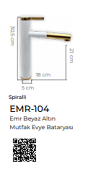 Emr Beyaz Altın Spiralli Mutfak Eviye Bataryası