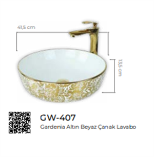Pure Gardenia Gold White Tezgah Üstü Çanak Lavabo Gw-407