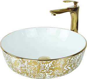 Pure Gardenia Gold White Tezgah Üstü Çanak Lavabo Gw-407
