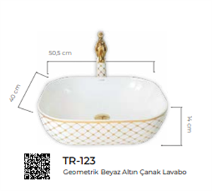 Geometrik Beyaz Altın Çanak Lavabo
