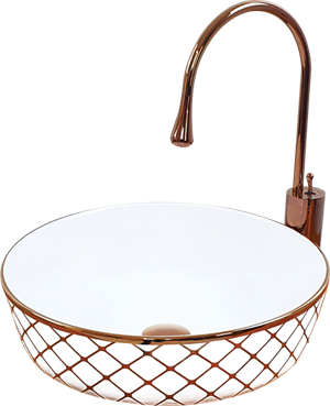 Pure Geometrik Beyaz Bronz Tezgahüstü Çanak Lavabo Rw-101