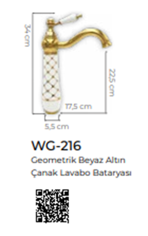 Geometrik Beyaz Altın Çanak Lavabo Bataryası