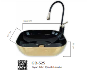 Pure Gold Siyah Tezgah Üstü Çanak Lavabo Gb-525