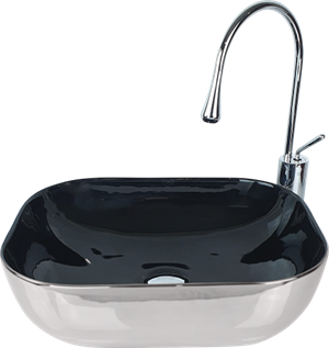 Pure Gümüş Siyah Tezgahüstü Çanak Lavabo Sb-525