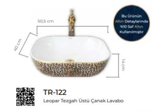 Leopar Tezgah Üstü Çanak Lavabo