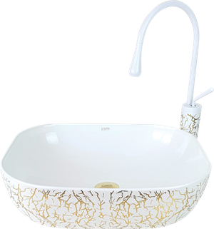 Marble Beyaz Altın Çanak Lavabo