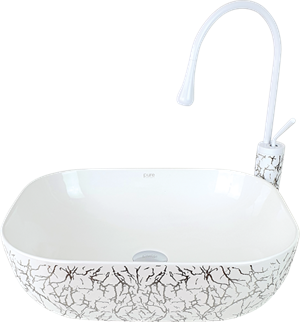 Marble Beyaz Gümüş Çanak Lavabo