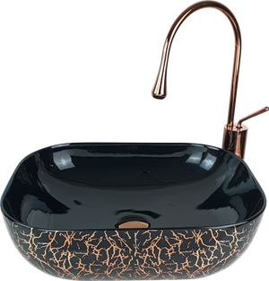 Marble Parlak Siyah Bronz Çanak Lavabo