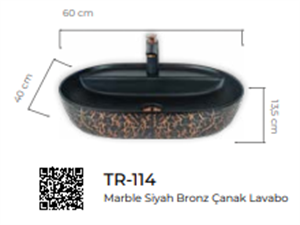 Pure Marble Siyah Bronz Tezgah Üstü Çanak Lavabo Tr-114