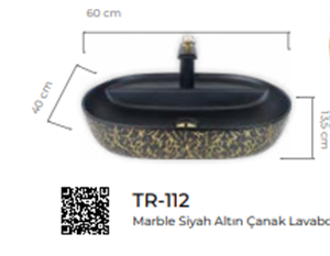 Pure Marble Siyah Gold Tezgah Üstü Çanak Lavabo Tr-112