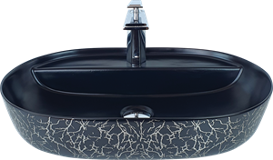 Pure Marble Siyah Gümüş Tezgah Üstü Çanak Lavabo Tr-113