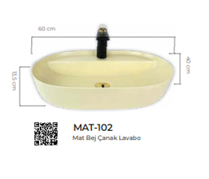 Pure Mat Bej Tezgah Üstü Çanak Lavabo Mat-102