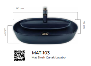 Pure Mat Siyah Tezgah Üstü Çanak Lavabo Mat-103