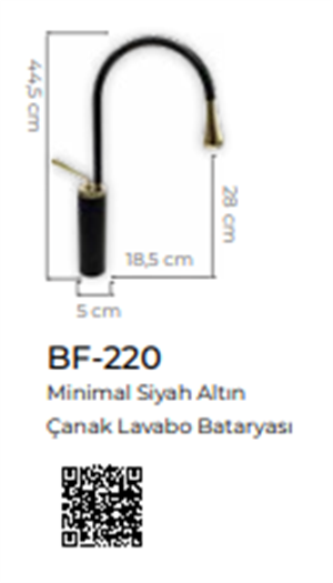 Minimal Siyah Altın Çanak Lavabo Bataryası