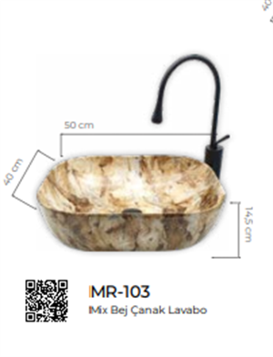 Pure Mix Bej Tezgah Üstü Çanak Lavabo Mr-103
