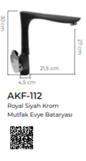 Royal Siyah Krom Mutfak Eviye Bataryası