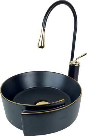 Pure Siyah Gold Tezgah Üstü Çanak Lavabo Bg-303