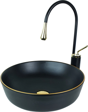 Pure Siyah Gold Tezgah Üstü Çanak Lavabo Bg-304