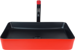 Pure Siyah Kırmızı Tezgah Üstü Dikdörtgen Çanak Lavabo Br-101